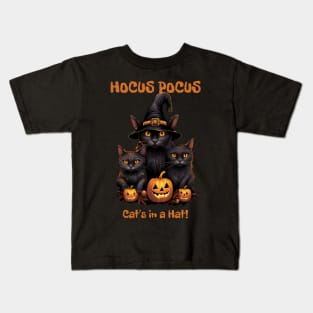 Hocus Pocus My Black Cat's in a Halloween Hat Kids T-Shirt